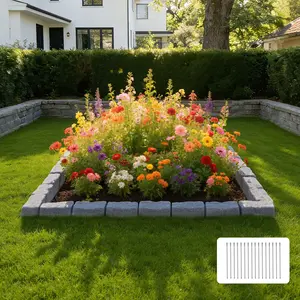 Summervibes VEVOR Faux Stone Landscape Edging, 15.5 ft Kit, No Dig Garden Edging Border, Blocks for Lawn, Flower Beds, Yard, 4 Pack Each Section Has 6 Bricks 46.46Lx 3.74Wx 2.24H, 16 Spikes 4 Corners, Gray