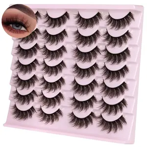 14Pairs 3D Volume Fluffy Wispy False Eyelashes Handmade Reusable Soft Strip Lashes Comfortable Wear Eye Lashes for Daily Makeup Party Wedding Cosplay Women