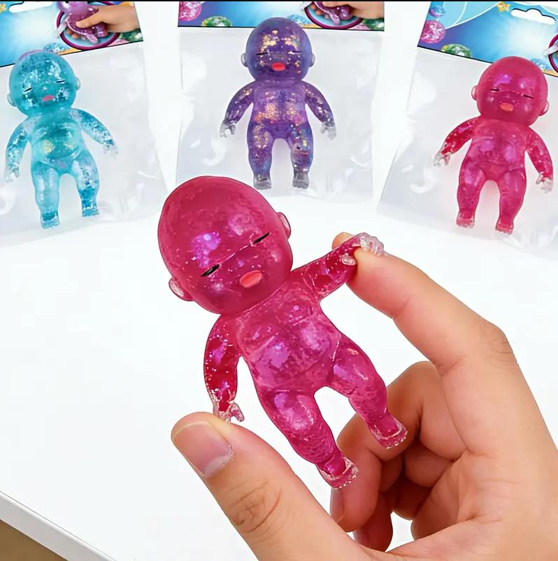 Jumbo Sparkly Squishy Toy – Curiosities Sugar Swaps Baby Squishie – Great for Stretching, Squeezing, Collecting & Trading – Sensory Fidget for Anxiety Relief, Kids & Adults