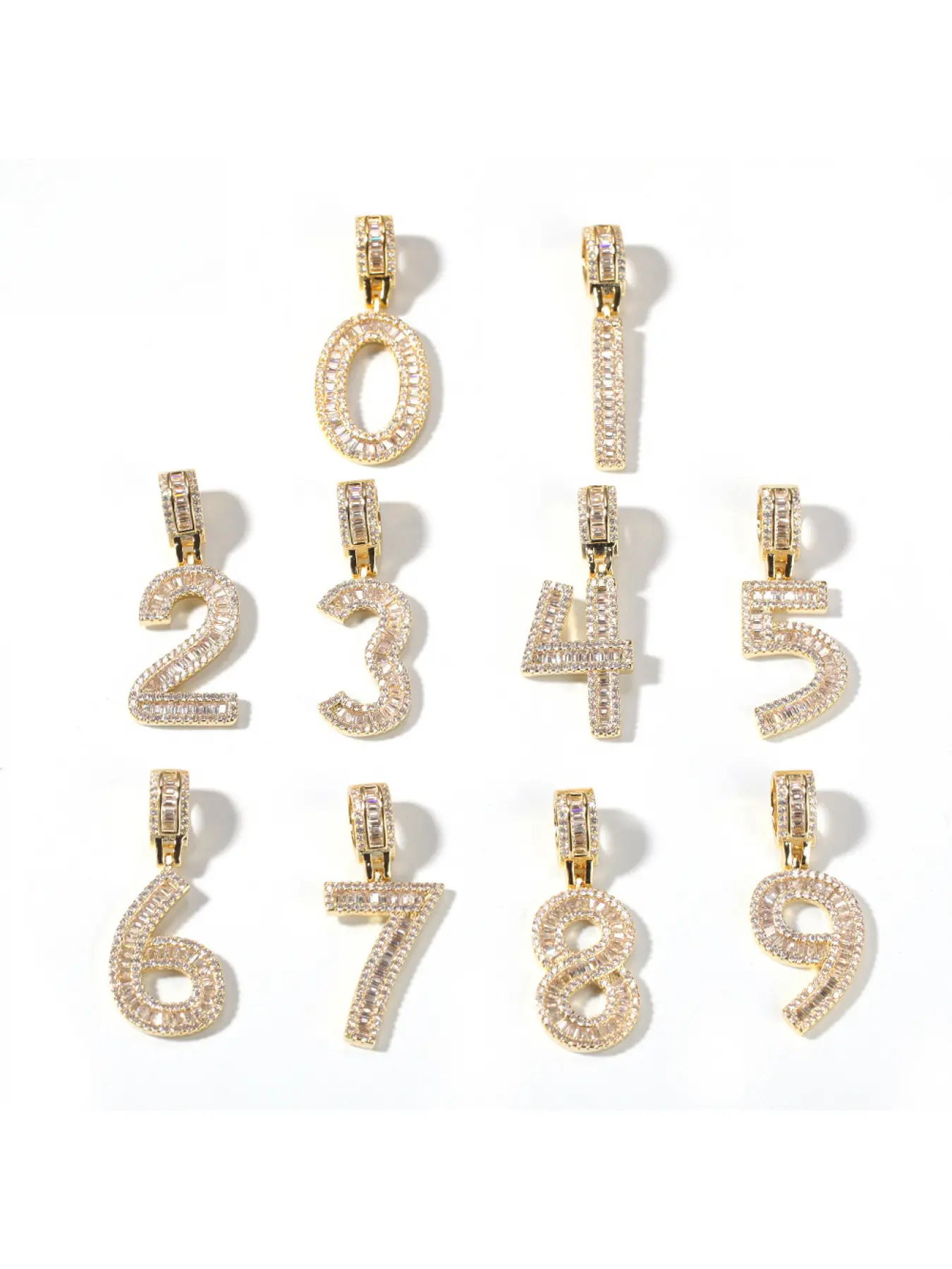 Iced Out Number Pendant Necklace for Women Men, 18K Gold Plated Custom Initial Necklace with Cubic Zirconia, Personalized Number Charm Jewelry for Birthday Gift, Letter Necklaces, Letters Necklace