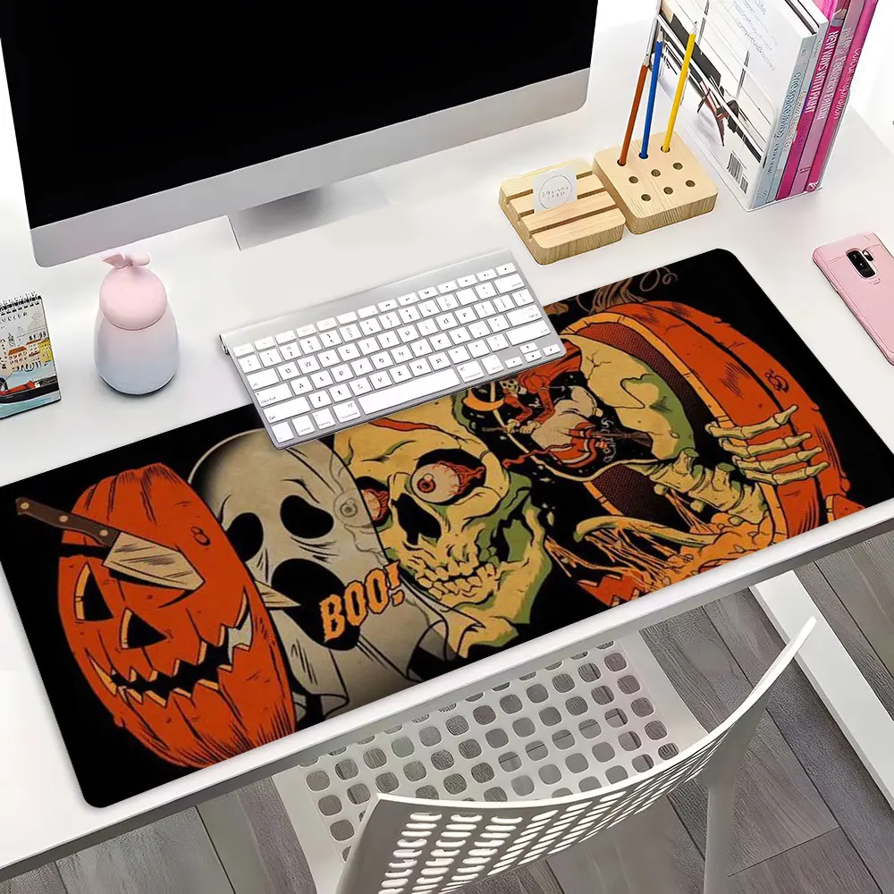 Vintage Halloween Spooky Design Extra Large Gaming Mouse Pad Aesthetic Desktop Decoration, Rubber Pad Non-slip Lock Edge Work Pad, Multi-size Mousepad Suitable For Laptop, Desktop Computer Games, Work, Family, Good Gift, Desktop Accessory, Large Desk Mat