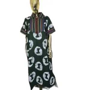 Good Quality Ankara with Aso Oke - Green Patterned Dress for Women