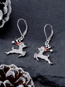 1 Pair Teen Cute Elk Cubic Zirconia Drop Earrings Statement Earrings For Women For Christmas Day Gift Wedding Engagement Anniversary Party Jewelry