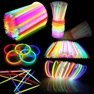 100 Pcs 8" Glow sticks Bulk Party Favors Pack, New Years Eve Neon Glow in the Dark Party Supplies, Light Up Necklaces and Bracelets with Connectors, Christmas, Football, Birthday Decorations