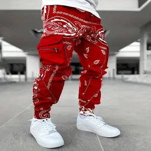 [Multi Pocket Paisley Joggers] Men's Pattern Multi Joggers, Casual Sports Pants For Fitness