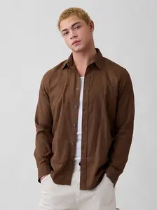 Men Linen-Blend Shirt in Standard Fit - Buffalo