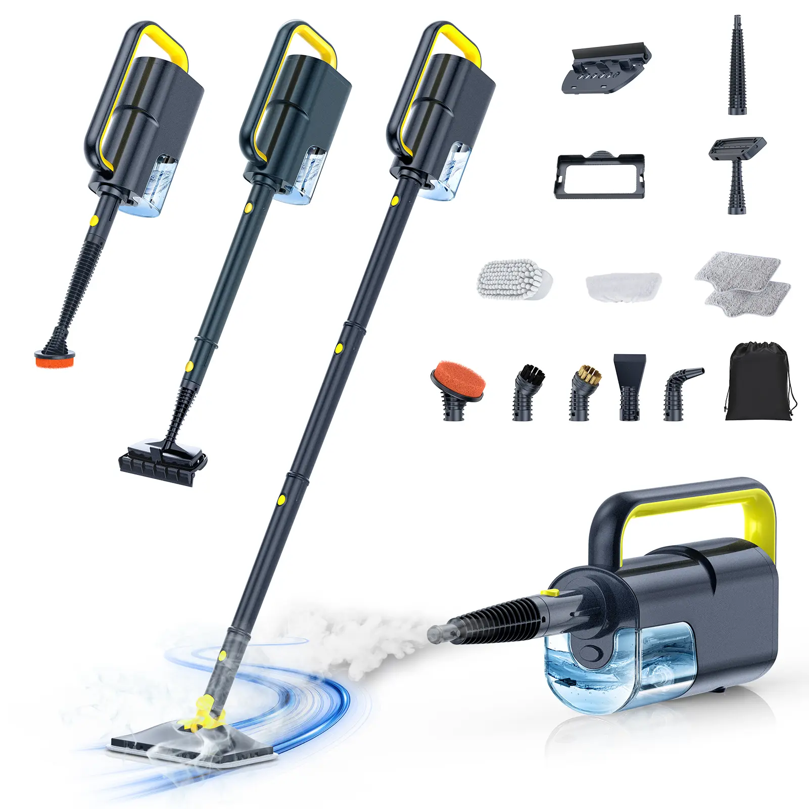 10-in-1 Steam Mop & Handheld Cleaner, 350ml Tank, 10s Fast Heat, 248°F Steam for Floors, Carpets, Cars & Garments - Chemical-Free, Pet & Family Safe