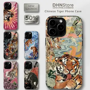 [Flash Deal] Aesthetic Rubber Smartphone Protection Cover - Chinese Tiger, Japanese Style Panther Glossy Designs, for iPhone 11/12/13/14/15/16/17 Pro Max, S25 Wireless Casing Shell Accessory for Male Users