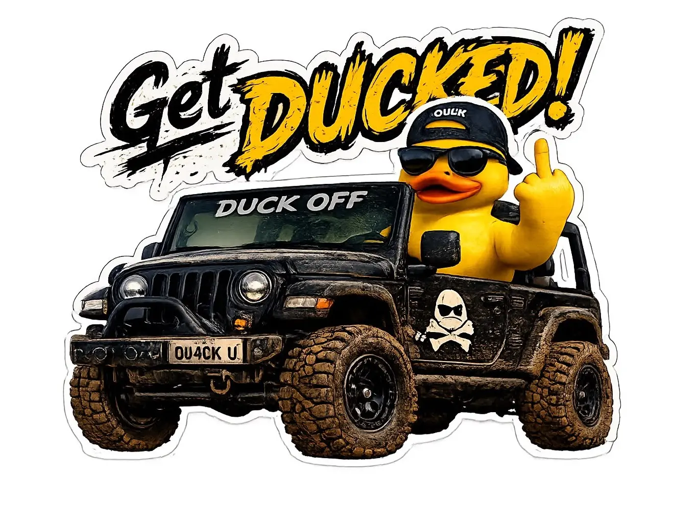 Get Ducked 6 inch square sticker