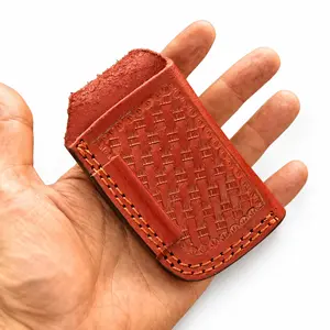 Handmade Genuine Leather Folding Knife Sheath – Vertical Belt Carry | Tooled Leather Design