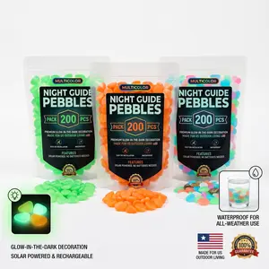200 PCS DIY Glow in The Dark Garden Stones, Colorful Luminous Pebbles, Outdoor Decorative Rocks for Courtyard, Fish Tank, Aquarium, Garden Pathway & Landscape Decoration