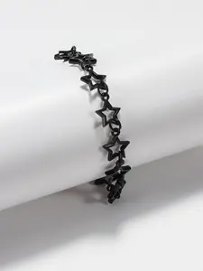 Black Star Design Link Chain Bracelet, Fashionable Alloy Jewelry for Women & Men for Party, Modern Daily Clothing Decor, Trendy All-match & Exquisite Jewelry for Birthday Gift