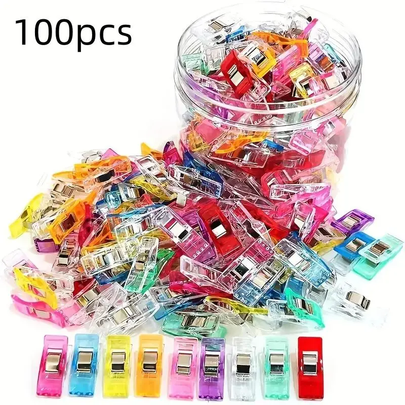 Random Color Sewing Clip with Storage Box, 100pcs Multipurpose Colorful Sewing Clip, Sewing Machine Accessories for Home & Office