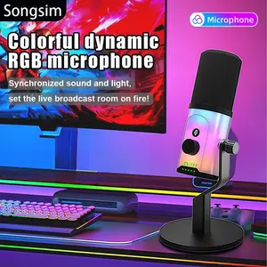 Zx-777 RGB Dynamic Microphone, USB/XLR Podcast Mic, Live Streaming Mic, One-Touch Mute, Smart Knob/light Control, Ideal for Streaming, Singing, Gaming, Recording