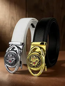1Pcs men's and women's belt, dragon pattern embossed alloy automatic buckle, rhinestone decoration, Rhinestone decorated belt, 1.38in/3.5cm wide Valentine's Day gift belt, suitable for casual pants, jeans, daily commuting belts