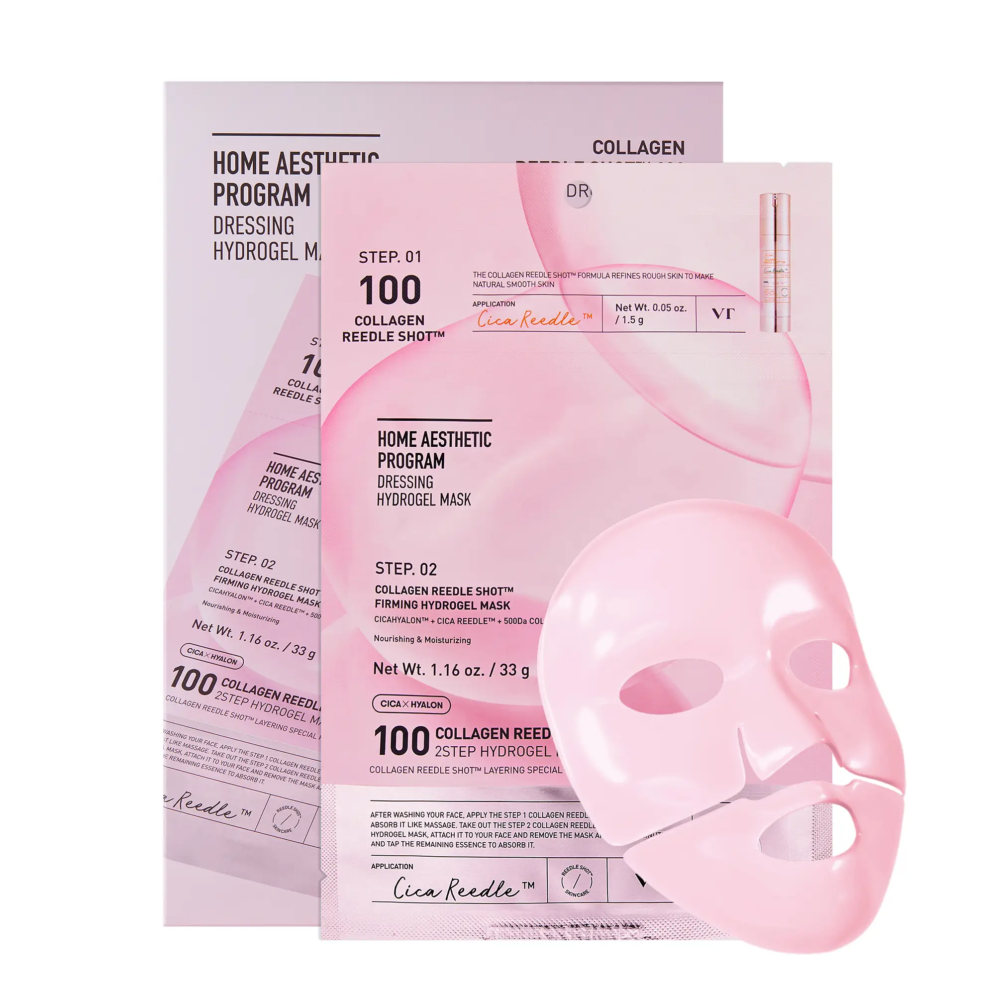 [Official VT Cosmetics] Collagen ReedleShot 100 2-Step Hydrogel Mask 1EA | 4EA | Exosome | Korean Overnight Melting Gel Mask