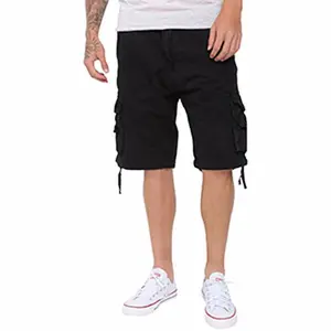 SKYLINEWEARS Mens Twill Cargo Shorts Combat Knee Bottoms Multi Pocket Pants Casual Cotton