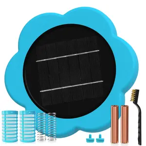 Solar Pool Ionizer , Floating Water Purifier,Copper for Pool 35,000 Gallons,Large Solar Panel & 2 Sets of Fittings ,85% Less Chlorine,Fits Fresh, Salt Water, Inground Pool & Above Ground Pond