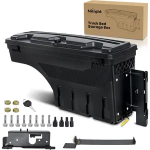 Niligft Truck Bed Tool Box Passenger Side Truck Tool Box Fit for Dodge Ram 1500 2500 3500 2002-2018 ABS Swing Case Truck Bed Storage Box w Lockable Lid Waterproof Wheel Well Toolbox, without Rambox