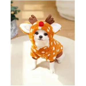 Pet Dog/Cat Reindeer Christmas Costume, Thickened Clothes For Medium-Sized Pets In Autumn/Winter