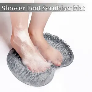 Silicone Shower Foot Scrubber Mat with Wall-Mounted Suction Cups, Back & Feet Cleaning Pad,,Bathroom Bathing Accessories natural sponge
