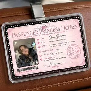 Custom Passenger Princess License Visor Clip - Girly Car Visor Clip - Passenger Seat Gift for Her