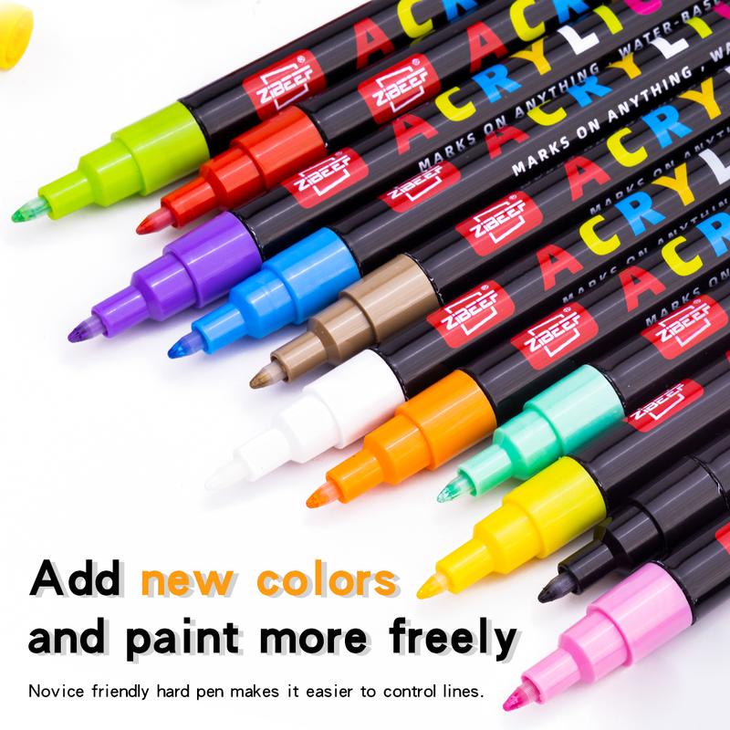 ZiBEEF 240 Acrylic Paint Markers,Fine Tip Acrylic Paint Pen, Waterproof & High Saturation Ideal for Wood, Metal, Plastic, Canvas, Fabric, Glass, Ceramic, Rock Painting DIY Art Supplies