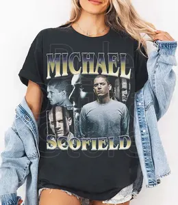 Michael Scofield Shirt Vintage Prison Break Graphic Tee Jersey Bootleg 90s Style Oversized T-Shirt Unisex Gifts for Him and Her