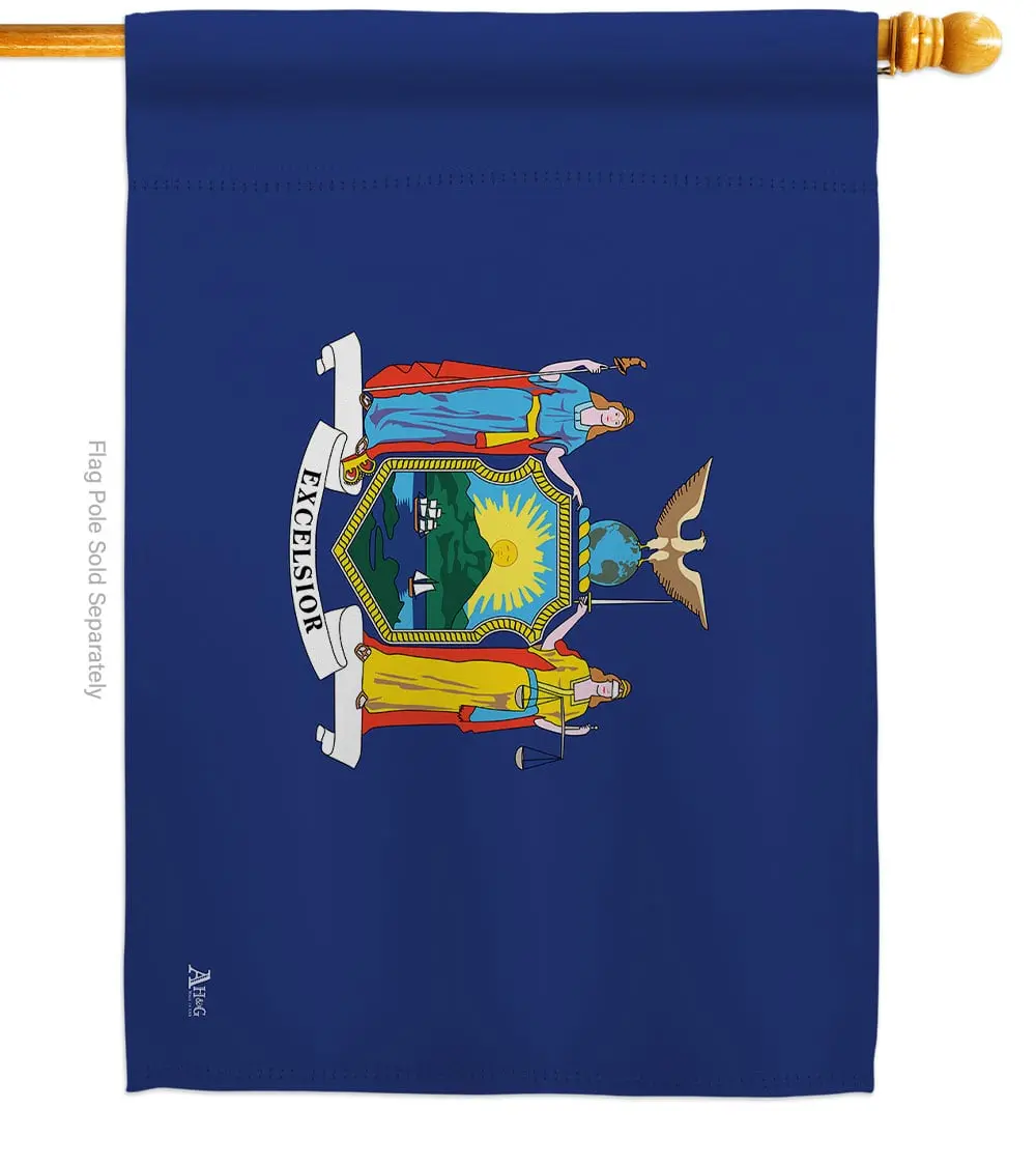28 x 40 in. New York American State House Flag with Double-Sided Horizontal Decoration Banner Garden Yard Gift