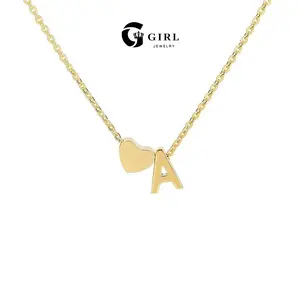 GGIRL 18K Gold Plated Heart Initial Letter A-Z Necklace for Women Alphabet Pendant Dainty Fashion Jewelry Gift for Holiday Haul Christmas Birthdays Anniversaries
