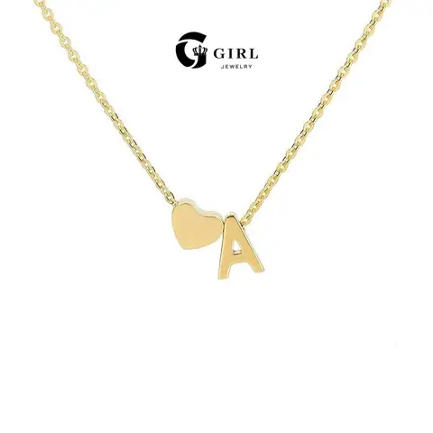 GGIRL 18K Gold Plated Heart Initial Letter A-Z Necklace for Women Alphabet Pendant Dainty Fashion Jewelry Gift for Holiday Haul Christmas Birthdays Anniversaries, Anniversary Necklace, Heart Shaped Pendant