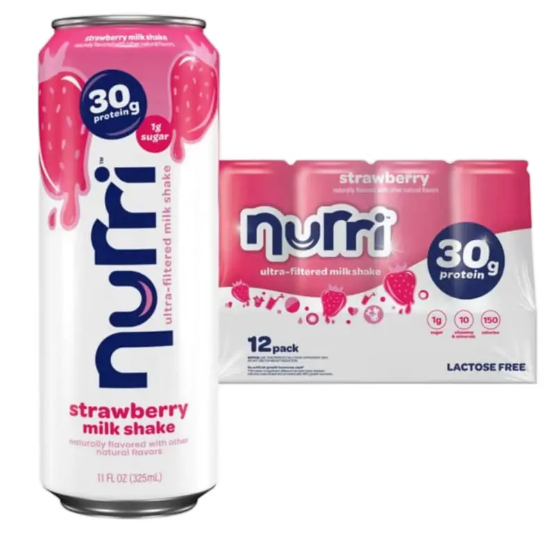 Nurri Strawberry Ultra-Filtered Milkshake 30g Protein 11 fl oz 12 Pack Low Sugar High Protein Meal Replacement Shake - Taffy