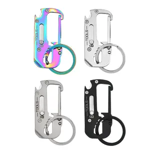 Multi-Function Stainless Steel Keychain Tool - Letter Opener, Hex Wrench, Ruler, Bottle Opener, 4-in-1 Pocket Gadget for Everyday Carry
