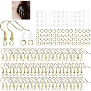 600Pcs Hypoallergenic Earring Hooks, Gold Earring Making Kit, with Earring Backs and Jump Rings for Jewelry Making (Gold)