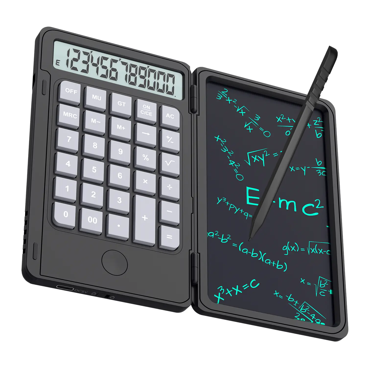 2-in-1 Scientific Calculator with Black-White Dual-Color LCD Writing Tablet, Desktop-Pocket Notepad for School Classroom Supplies, Office Stationery Accounting Supplies