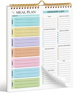 52 Sheets Pastel Undated Magnetic Weekly Meal Planner notebook and Grocery List Notepad with Strong Magnets - 8.5x11in Spring-Bound,Wall-Mountable Kitchen Meal Planner,Easy Tear-Off Design,for busy moms Family Meal Prep & Grocery Organization