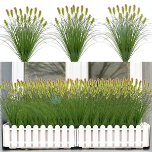 Artificial Grass Plant, 12pcs/set Fake Onion Grass, Faux Greenery Wheat Sea Grass for Outside Garden Indoor House Home Office Room Decor