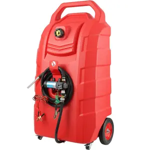 VEVOR Fuel Caddy, 32 Gallon, Portable Fuel Storage Tank On-Wheels, with 12V Transfer Pump, Gasoline Diesel Fuel Container with 8.2 ft Hose, Flow Rate 7L/min, for Trucks, Boats, Lawn Mowers