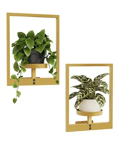 Bamworld Gold Plant Stand Indoor, Plant Hanger Wall Planters for Indoor Plants Window Plant Shelves Plant Holder Wall Decor, Room Decor (Patent Design)
