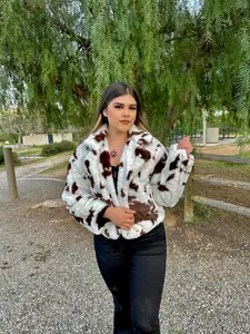 Cow print Faux Fur Jacket (brown)