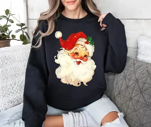 Retro Santa Sweater,Vintage Santa Christmas Sweatshirt