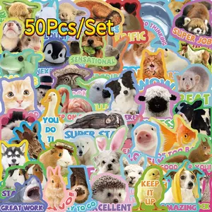 50Pcs/Set Cartoon Teacher Animal Reward Stickers, Waterproof DIY Decorative Stickers for Guitar Notebook Luggage, Wholesale Bulk Pack