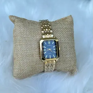 XIMILI Women's Wrist Watch Quartz Stainless Steel Crystal Dress Fashion Watches with Gold Band and Blue Dial