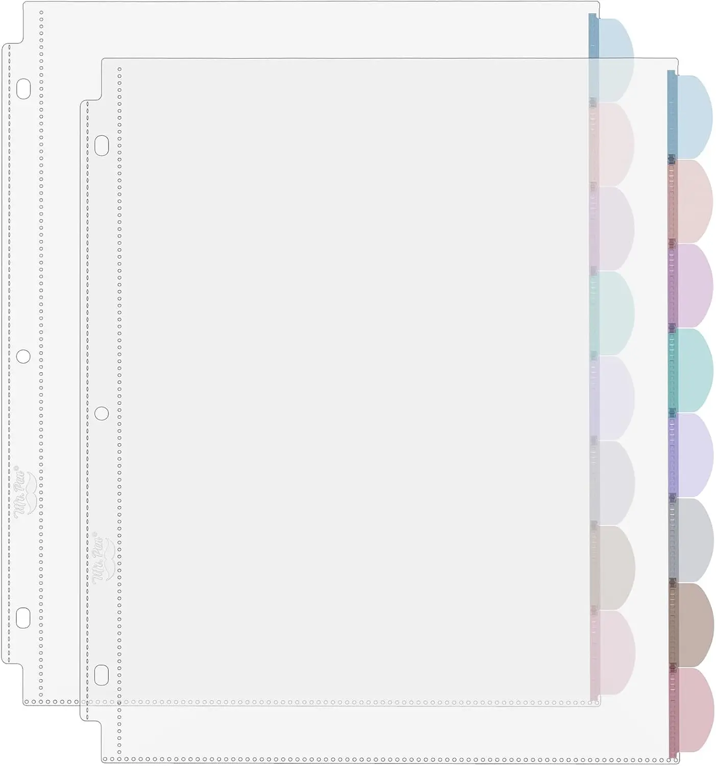 Clear Sheet Protectors with Tabs, 8.5x11 Inches, 8 Tabs, 2 Sets | Durable Clear Plastic Dividers for 3 Ring Binders, Insertable Index Page Divider with Multicolor Tabs