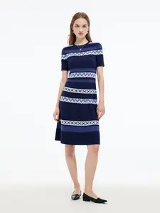 Multicolored Jacquard Women Knit Mini Dress
