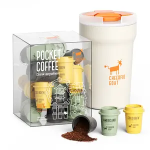 Coffee & Mug Combo Cheerful Goat Freeze-Dried Instant Cold Brew Coffee 15 Cups  No Sugar, No Additives, Low Acid, Healthy for Iced & Hot  Insulated Coffee Mug Combo – Stainless Steel Travel Coffee Tumbler with Ceramic Liner Beverage