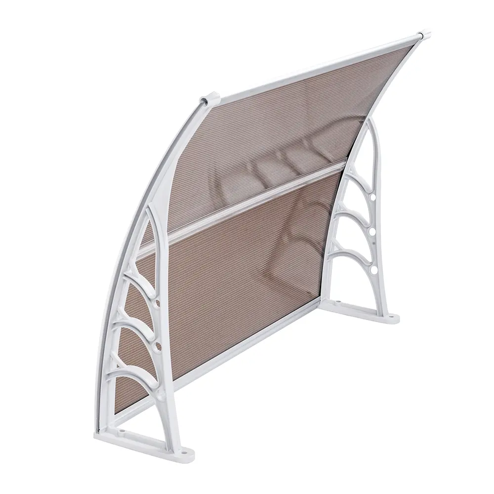 HT-100x80 Household Door & Window Rain Cover Eaves, Brown Board & White Holder, Lightweight Rectangle Sunshade Canopy, UV-Resistant Waterproof Outdoor Patio Weatherproof Offset Cover for Summer, Uv Resistant Canopy