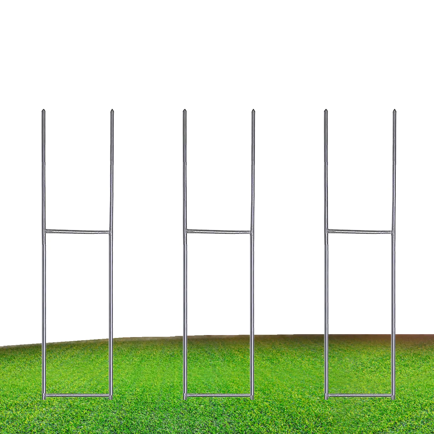 Western Steel & Wire 6x30 inch 10 H Stakes Reusable Yard Sign Stakes Metal Rounded Ends & Angled Tip for Corrugated Plastic Signs - Weatherproof Galvanized H Frame 10/Box