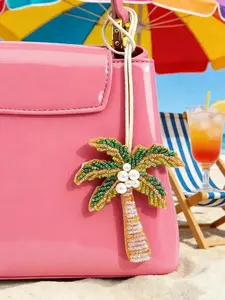 A handmade beaded tropical beach accessory, coconut tree pendant, DIY wallet charm, summer beach bag decoration. Lightweight, a must-have for women's vacations, Y2K aesthetic style