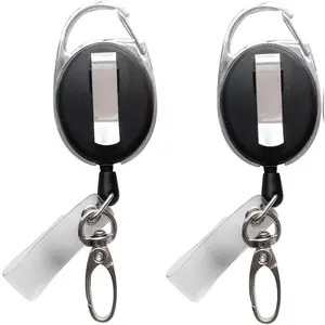 Retractable Badge Reel with Claw Clasp and Clip for Id Card Holders (2Pack)